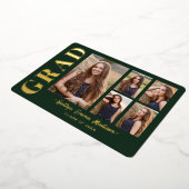 Foto Afstudeerder Collage Green & Gold Foil Kaart (Gedraaid)