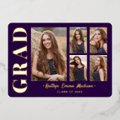 Foto Afstudeerder Collage Paars & Gold Foil Kaart (Voorkant)