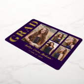 Foto Afstudeerder Collage Paars & Gold Foil Kaart (Gedraaid)