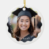 Foto afstudeerder jaarnaam of school afstuderen aa keramisch ornament (Voorkant)