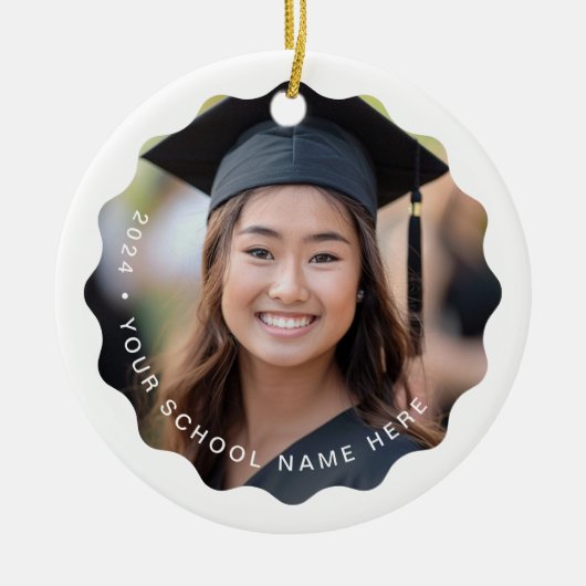 Foto afstudeerder jaarnaam of school afstuderen aa keramisch ornament (Voorkant)