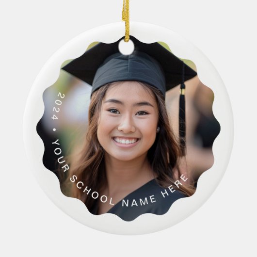 Foto afstudeerder jaarnaam of school afstuderen aa keramisch ornament (Achterkant)