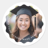 Foto afstudeerder jaarnaam school afstuderen golve ronde sticker (Voorkant)