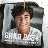 Foto afstudeerder klasse van jaarnaam of school af keramisch ornament