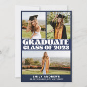 Foto Afstudeerder Partij Modern White & Blue 3 Kaart (Voorkant)