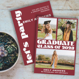 Foto Afstudeerder Partij Modern White & Red 3 Kaart