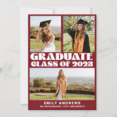 Foto Afstudeerder Partij Modern White & Red 3 Kaart (Voorkant)