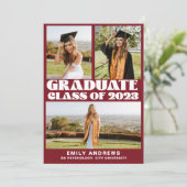 Foto Afstudeerder Partij Modern White & Red 3 Kaart (Staand voorkant)