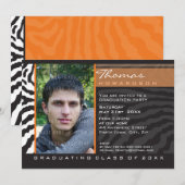 FOTO AFSTUDEERDER PARTIJ UITNODIGEN zebra streep s Kaart (Voorkant / Achterkant)