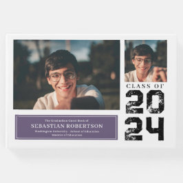 Foto Afstudeerder School Paarse en Witte Gastenboe Gastenboek