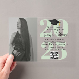 foto afstudeerfeest 2026 feest qr code groen schri acryl uitnodigingen
