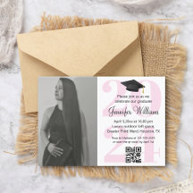 foto afstudeerfeest 2026 feest qr code minimal roz