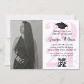 foto afstudeerfeest 2026 feest qr code minimal roz kaart (Voorkant)