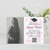foto afstudeerfeest 2026 feest qr code minimal roz kaart (Staand voorkant)