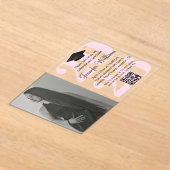 foto afstudeerfeest 2026 party qr code roze script acryl uitnodigingen (Laagn)