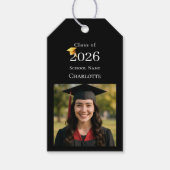 Foto afstudeerfeest bedankt zwart cadeaulabel (Voorkant)