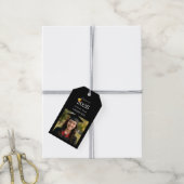 Foto afstudeerfeest bedankt zwart cadeaulabel (Met Touw)