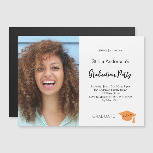 Foto afstudeerfeest magnetische uitnodiging (Voorkant / Achterkant)