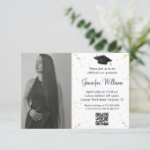 foto afstudeerfeest qr-code confetti minimaal kaart (Staand voorkant)