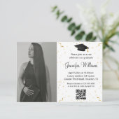 Foto afstudeerfeest QR code confetti minimaal Kaart (Staand voorkant)