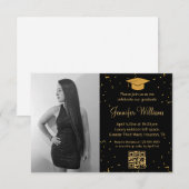 Foto afstudeerfeest QR code confetti zwart goud Kaart (Voorkant / Achterkant)