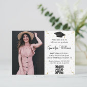 Foto afstudeerfeest QR code RSVP confetti Kaart (Staand voorkant)
