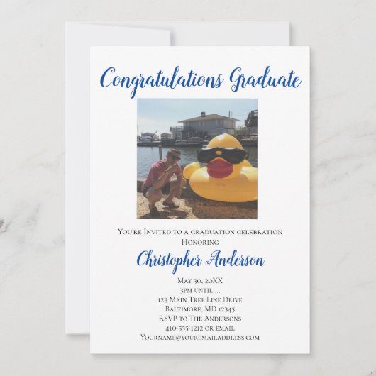 Foto afstudeerfeest uitnodiging (Voorkant)