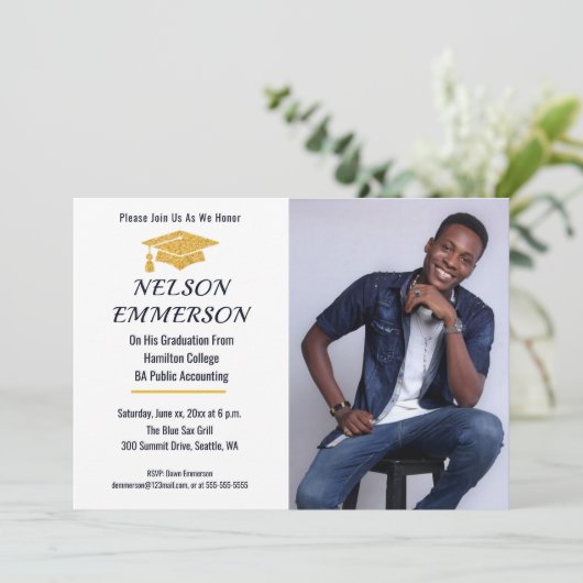 Foto Afstudeerfeest Uitnodiging (Staand voorkant)