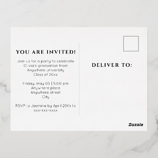 Foto afstudeerfeest uitnodiging briefkaart (Achterkant)