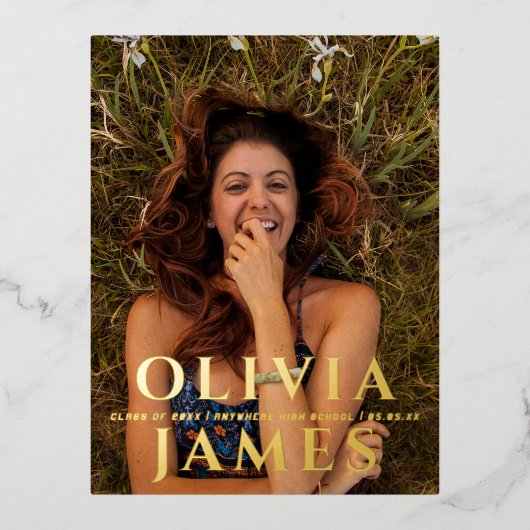 Foto afstudeerfeest uitnodiging briefkaart (Voorkant)