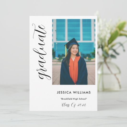 Foto afstudeerfeest voor mannen en vrouwen kaart (Staand voorkant)