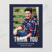 Foto-afstudeerkaart bedankt met blauwe rand briefkaart (Voorkant)