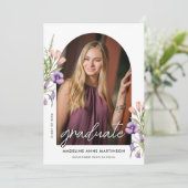 Foto afstudeerkaart met wilde bloemenboog aankondiging (Staand voorkant)