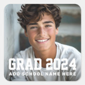 Foto afstudeerklas van jaartal naam of school eind vierkante sticker (Voorkant)