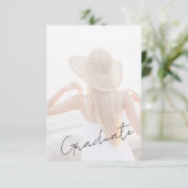 Foto afstudeeruitnodiging met script typografie kaart (Staand voorkant)