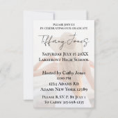 Foto afstudeeruitnodiging met script typografie kaart (Achterkant)