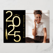 Foto afstuderen 2025 Goud Folie Uitnodiging (Voorkant)