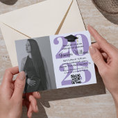 Foto afstuderen 2025 Party QR Code paarse Chic Kaart
