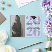 Foto afstuderen 2025 Party QR Code paarse script Acryl Uitnodigingen (Insitu (Huwelijk))