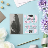 Foto afstuderen 2025 Party QR Code Roze Script Acryl Uitnodigingen (Insitu (Huwelijk))