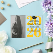 Foto afstuderen 2025 Party QR Code sinaasappel gee Acryl Uitnodigingen (Insitu (Huwelijk))