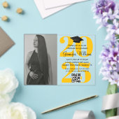 Foto afstuderen 2025 Party QR Code sinaasappel gee Acryl Uitnodigingen (Insitu (Huwelijk))