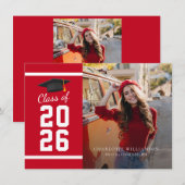 Foto Afstuderen 2026 Rood Wit Afstudeeraankondigin (Voorkant / Achterkant)