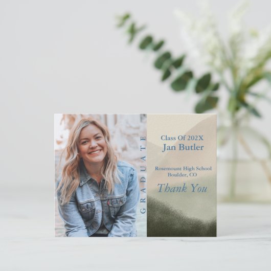 Foto Afstuderen Aankondiging & Bedankt Briefkaart (Staand voorkant)