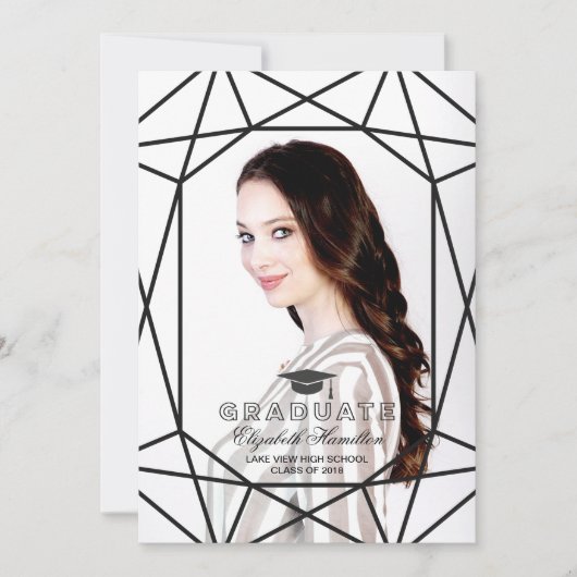 Foto Afstuderen Aankondiging Black & White Gem (Voorkant)