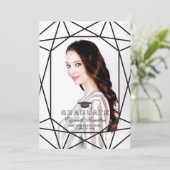 Foto Afstuderen Aankondiging Black & White Gem (Staand voorkant)