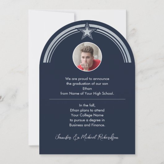 Foto Afstuderen Aankondiging Blue & Silver Star (Achterkant)