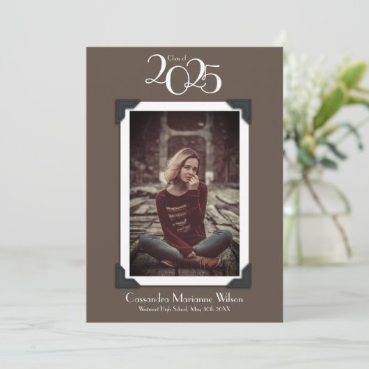  Foto Afstuderen Aankondiging bruin (Staand voorkant)