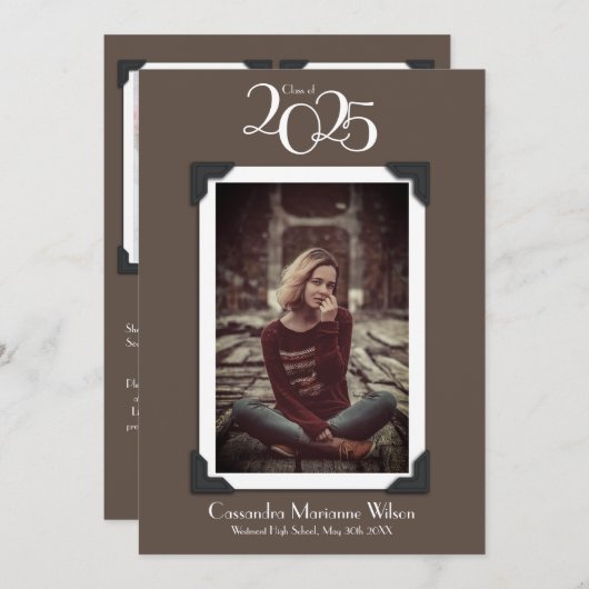  Foto Afstuderen Aankondiging bruin (Voorkant / Achterkant)