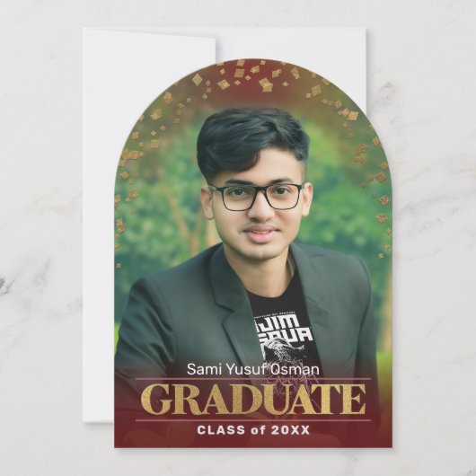 Foto Afstuderen Aankondiging Classic Gold Red (Voorkant)